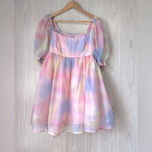 Mi Ami Rainbow Puff Dress Size Small EUC